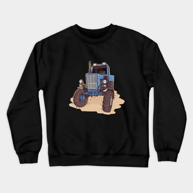 Old blue rusty tractor Crewneck Sweatshirt by hyperactive